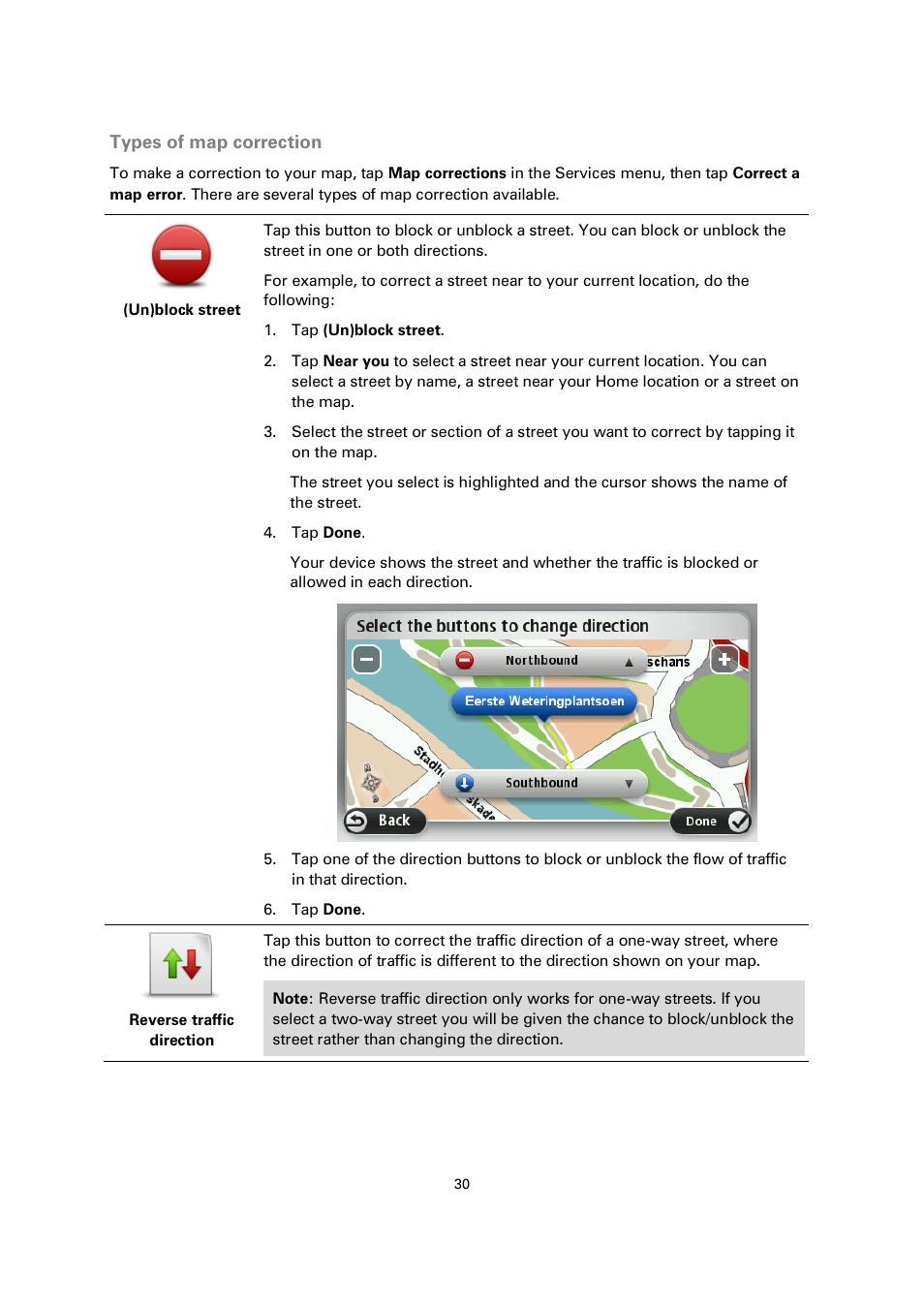 Types of map correction | TomTom 4EN42 User Manual | Page 30 / 77