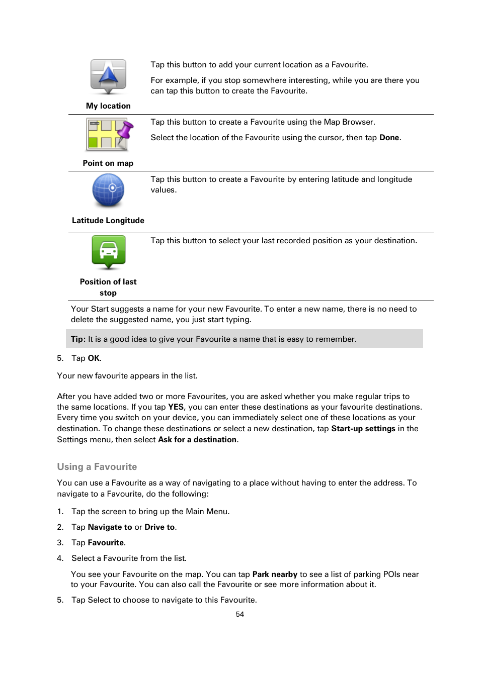Using a favourite | TomTom 4EN42 User Manual | Page 54 / 77