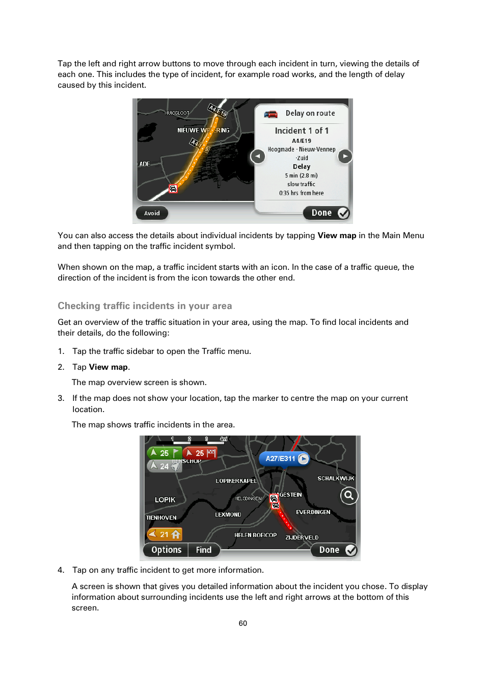 Checking traffic incidents in your area | TomTom 4EN42 User Manual | Page 60 / 77