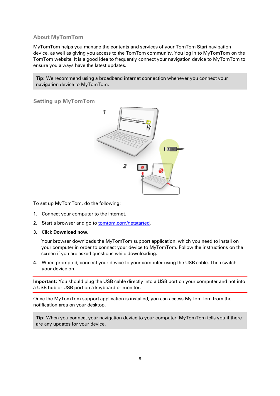 About mytomtom, Setting up mytomtom | TomTom 4EN42 User Manual | Page 8 / 77