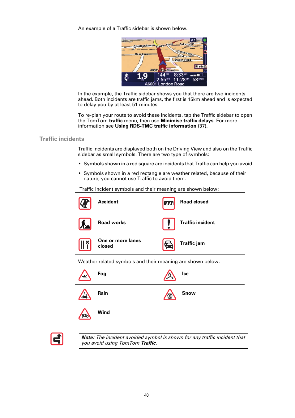 Traffic incidents | TomTom ONE User Manual | Page 40 / 53