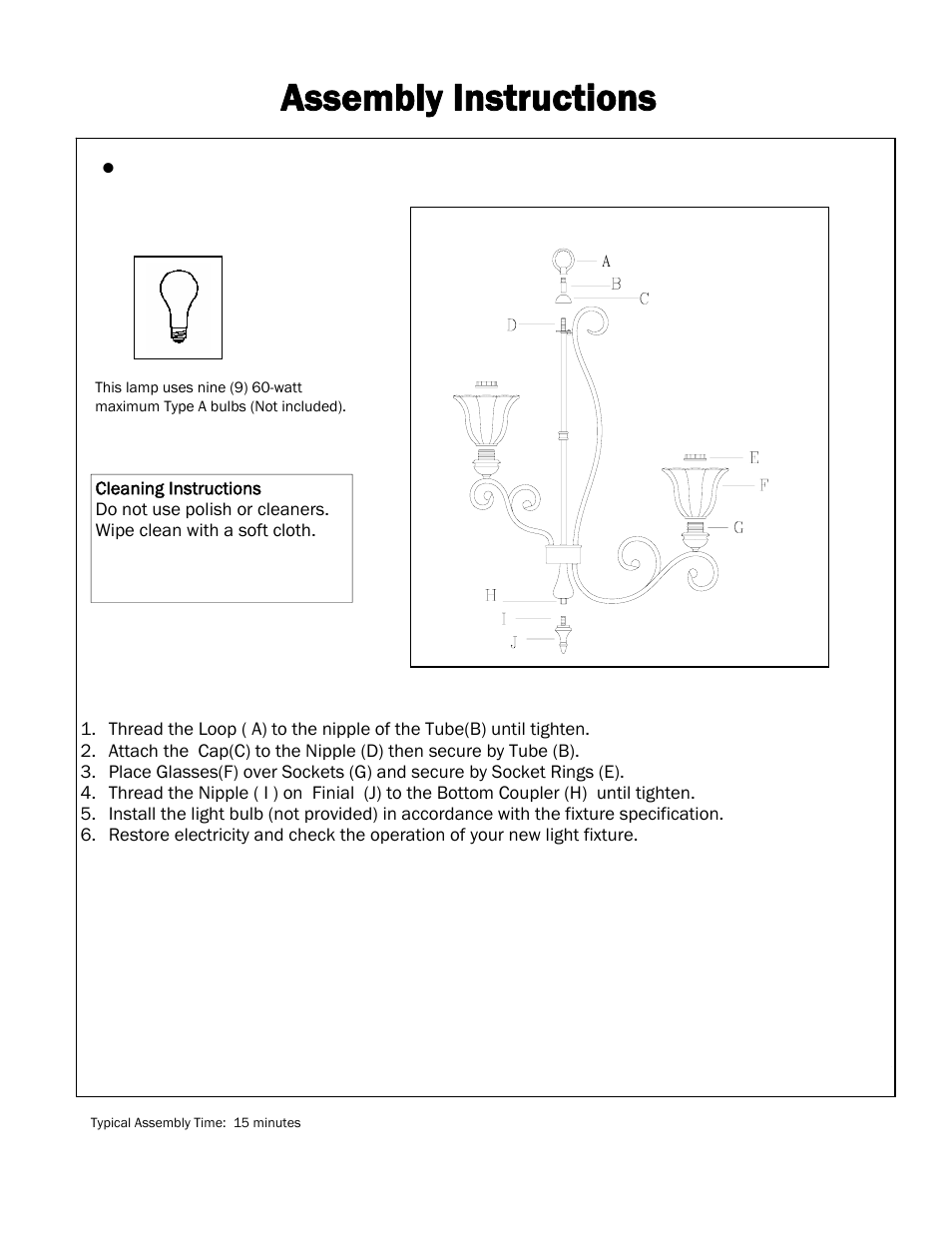 Triarch Hanging Fixture 33164 User Manual | 1 page