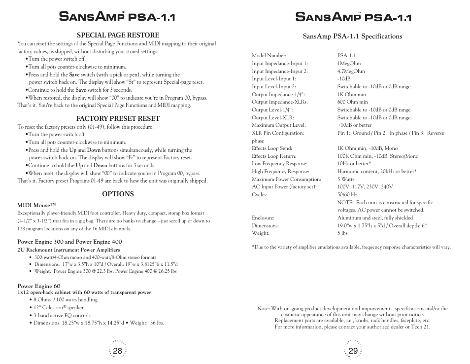 Tech 21 SANSAMP PSA-1.1 User Manual | Page 16 / 16