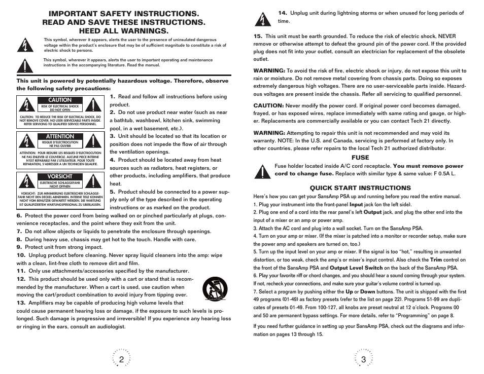 Tech 21 SANSAMP PSA-1.1 User Manual | Page 3 / 16