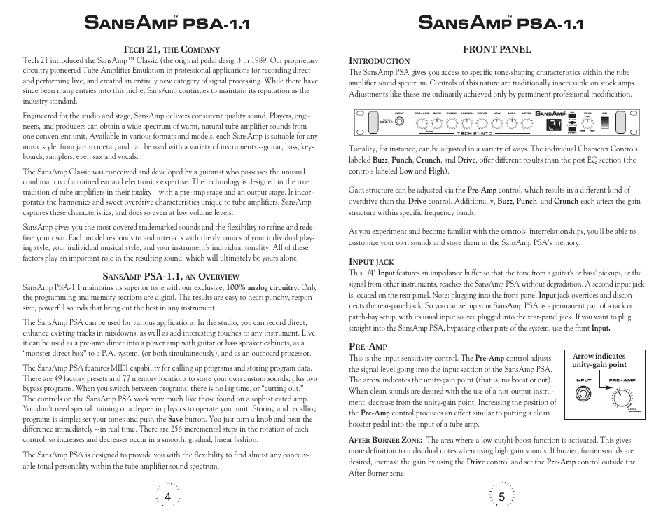 Tech 21 SANSAMP PSA-1.1 User Manual | Page 4 / 16