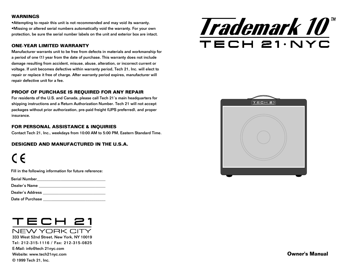 Tech 21 TRADEMARK 10 User Manual | 8 pages