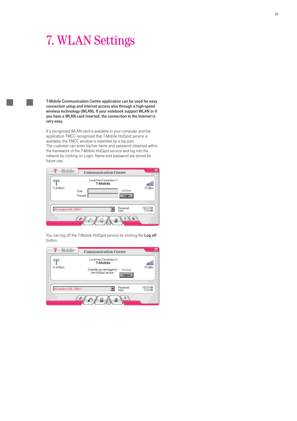 Wlan settings | T-Mobile 535 User Manual | Page 12 / 20