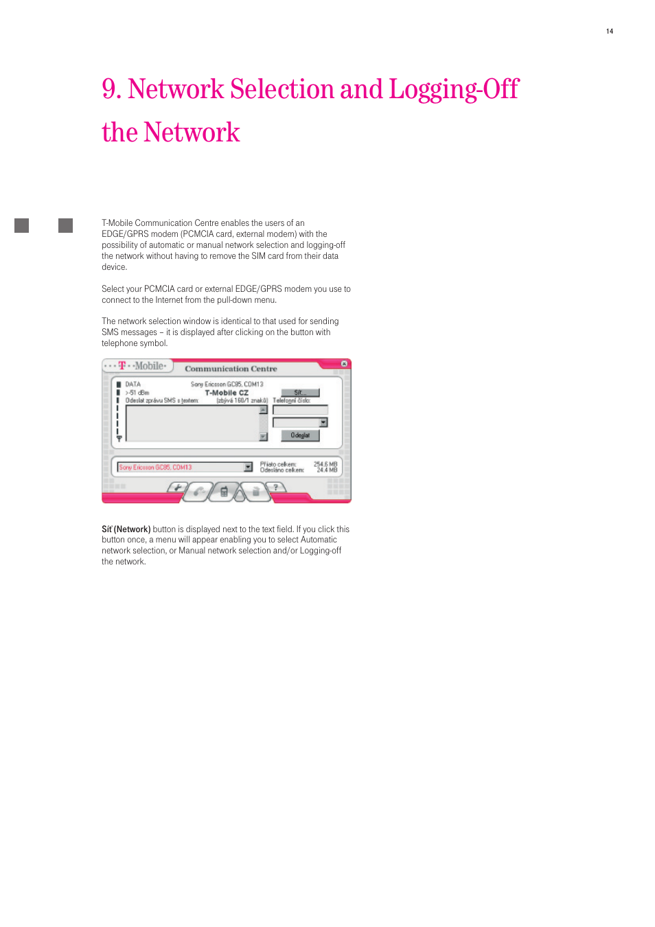Network selection and logging-off the network | T-Mobile 535 User Manual | Page 14 / 20