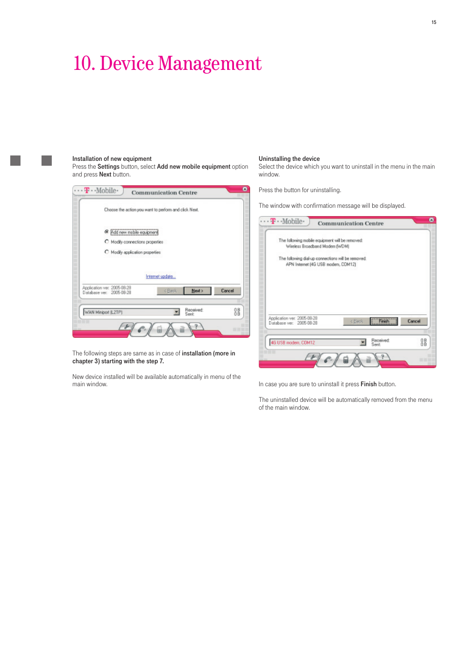 Device management | T-Mobile 535 User Manual | Page 15 / 20