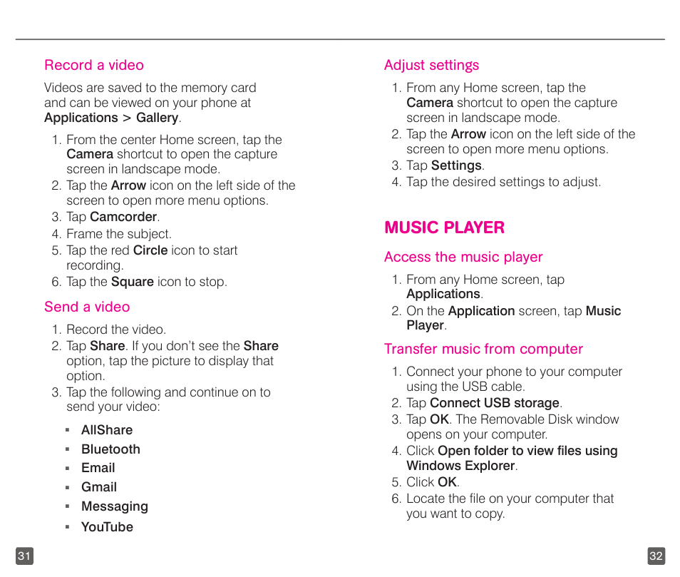 Music player | T-Mobile GALAXYS 4G User Manual | Page 19 / 27