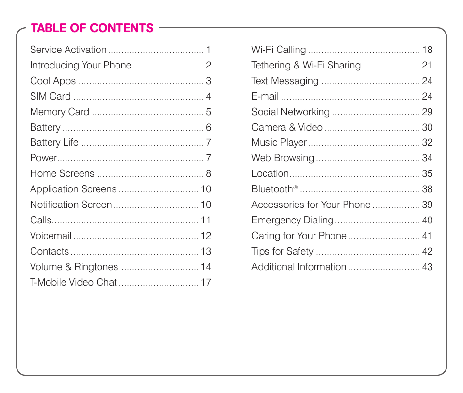T-Mobile GALAXYS 4G User Manual | Page 3 / 27