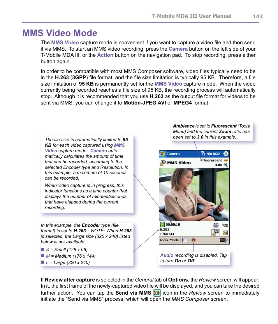 Mms video mode | T-Mobile MDA III User Manual | Page 143 / 178