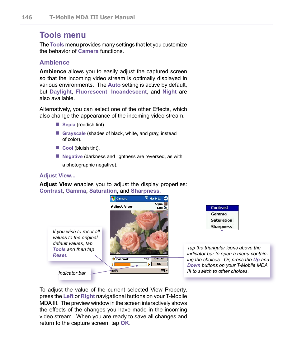 Tools menu, Ambience | T-Mobile MDA III User Manual | Page 146 / 178