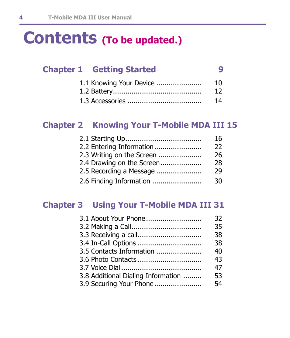 T-Mobile MDA III User Manual | Page 4 / 178