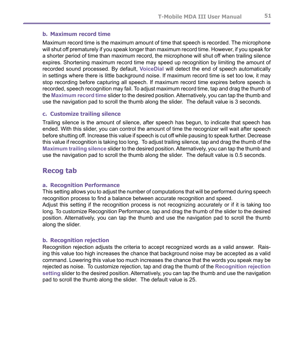 Recog tab | T-Mobile MDA III User Manual | Page 51 / 178