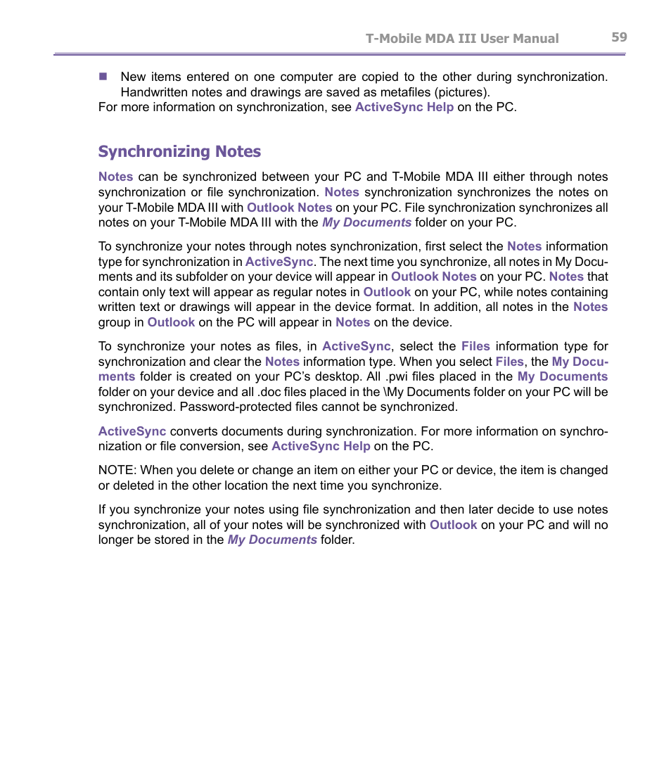 T-Mobile MDA III User Manual | Page 59 / 178