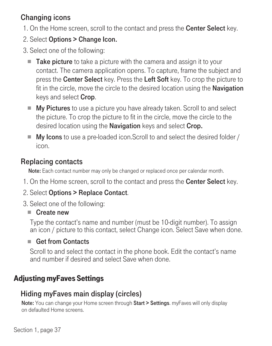 Changing icons, Replacing contacts | T-Mobile TM1393 User Manual | Page 41 / 62