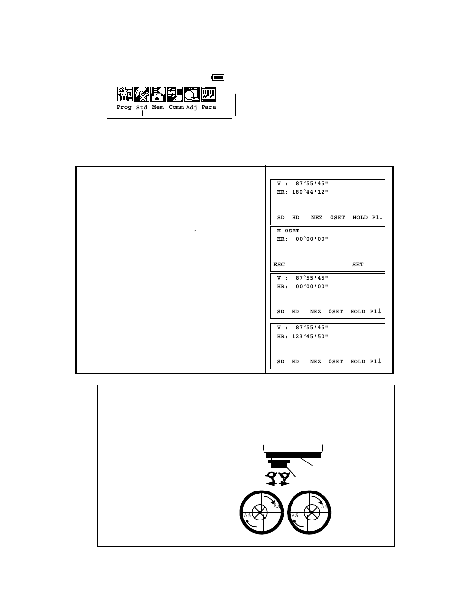 4 standard measurement mode, 1 angle measurement, 4 standard measurement mode -1 | 1 angle measurement -1, Chapter 4 “standard measurement mode, 4standard measurement mode | Topcon GTS-823A User Manual | Page 43 / 144