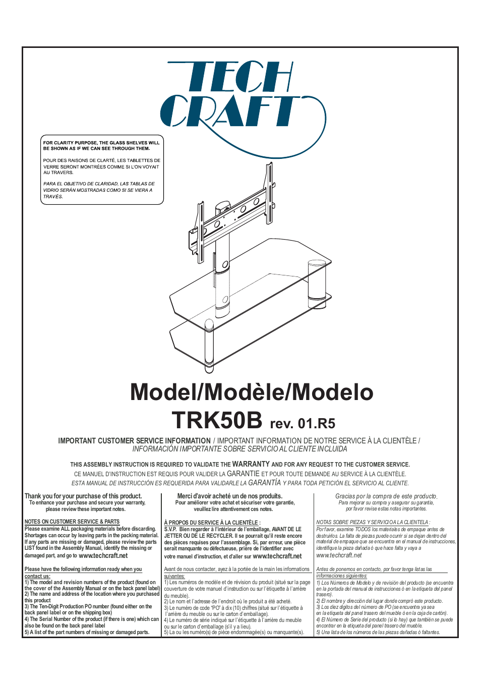 Tech Craft TRK50B User Manual | 6 pages