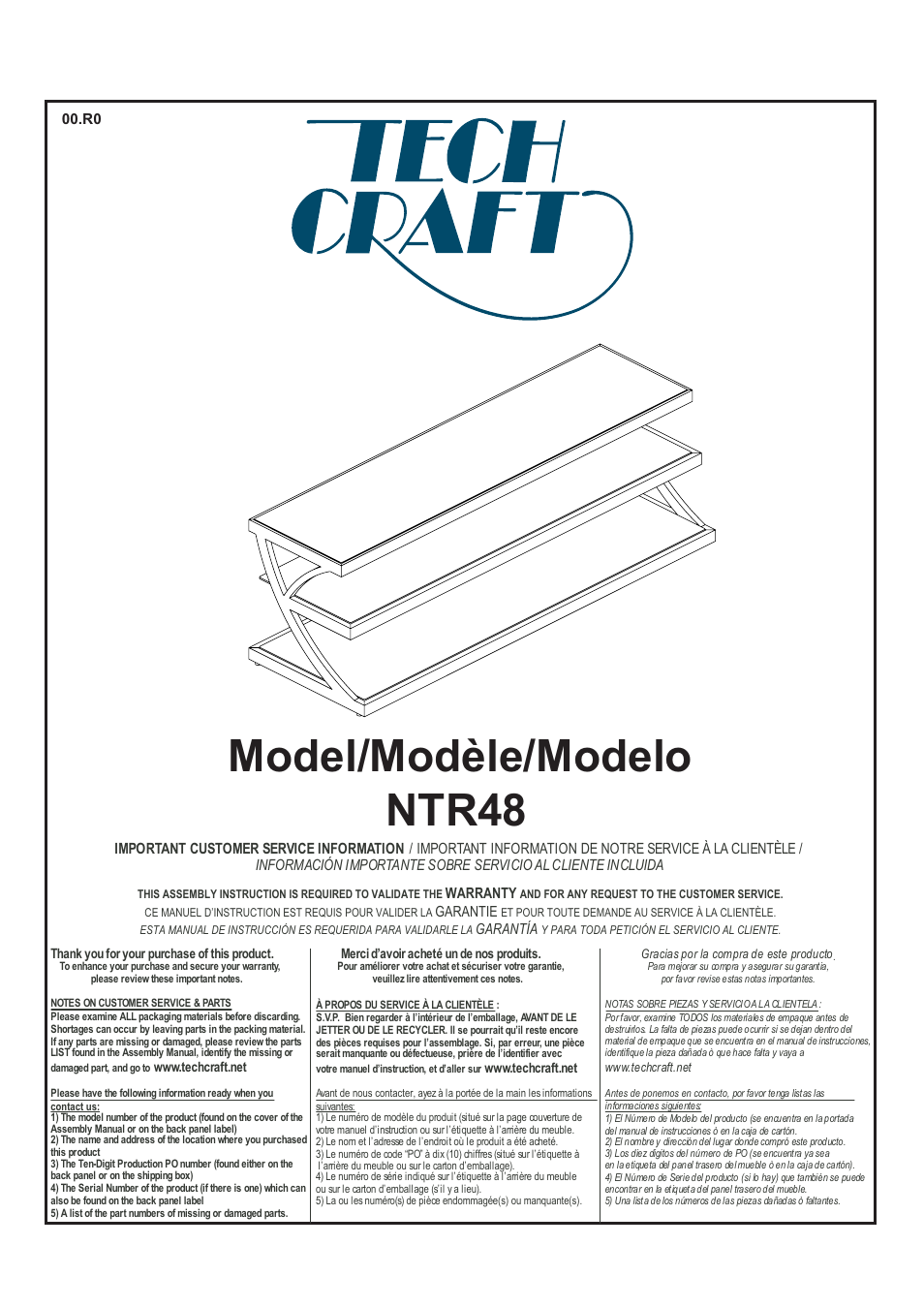 Tech Craft NTR48 User Manual | 4 pages