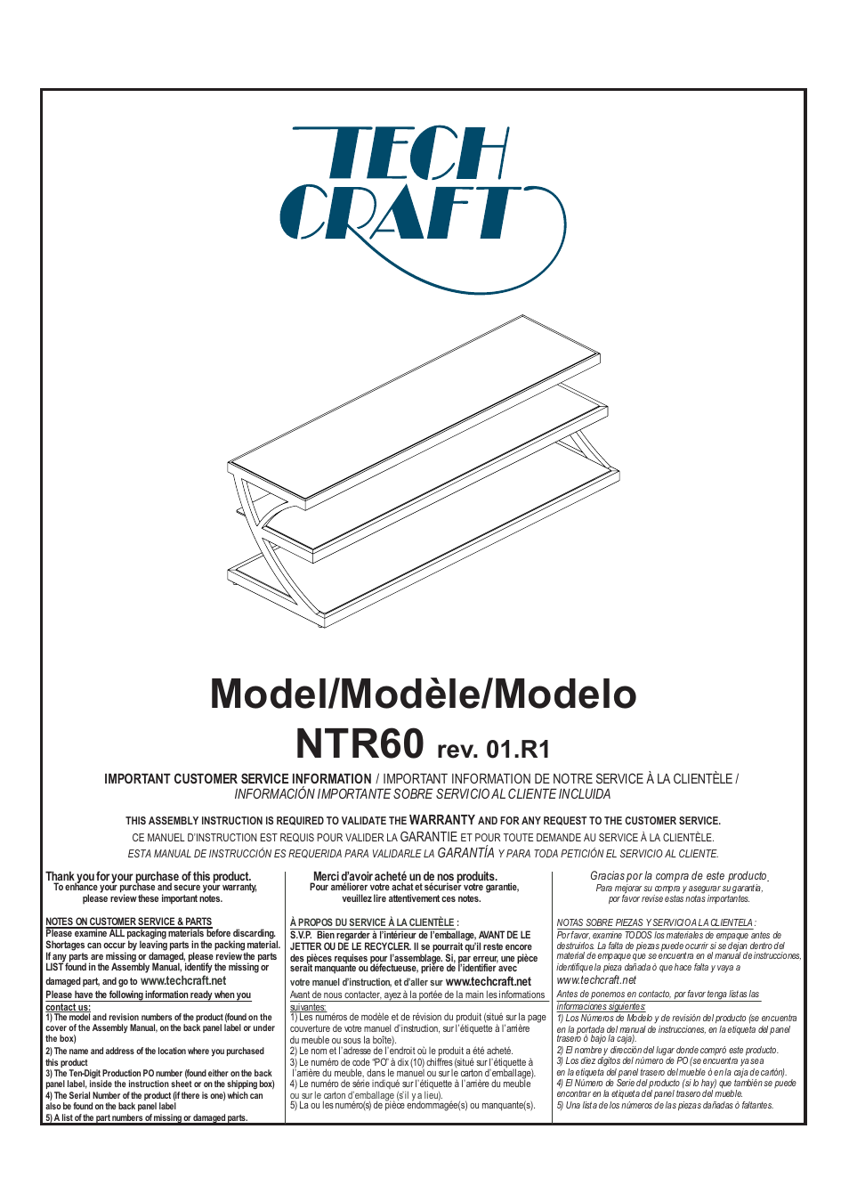 Tech Craft NTR60 User Manual | 6 pages