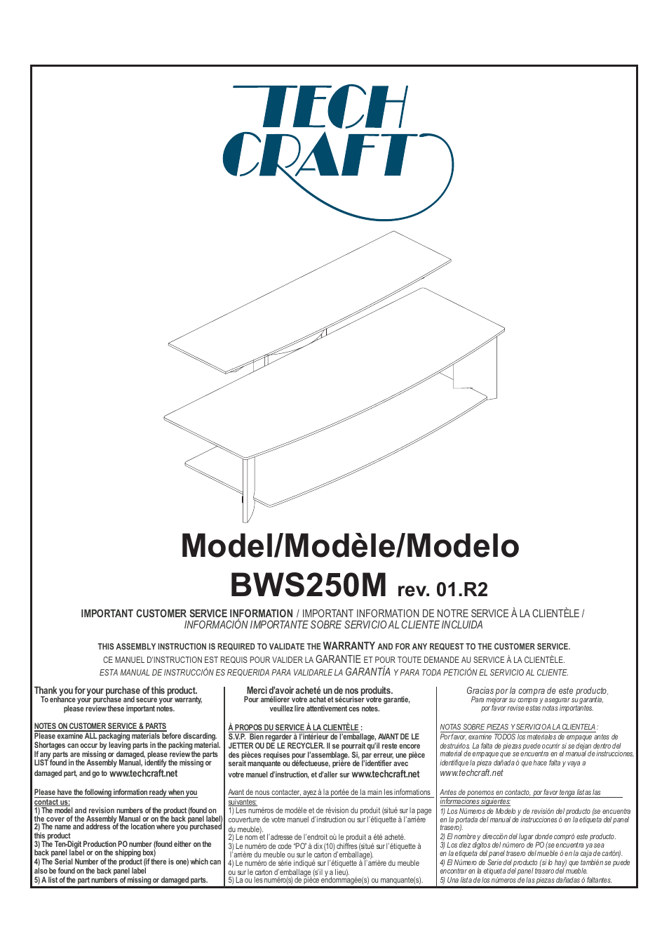 Tech Craft BWS250M User Manual | 5 pages