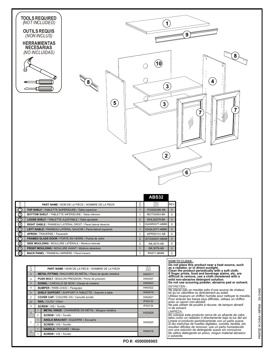 Tools required, Outils requis, Herramientas necesarias | Not included), Non inclus), No incluidas), Abs32 | Tech Craft ABS32 User Manual | Page 2 / 8