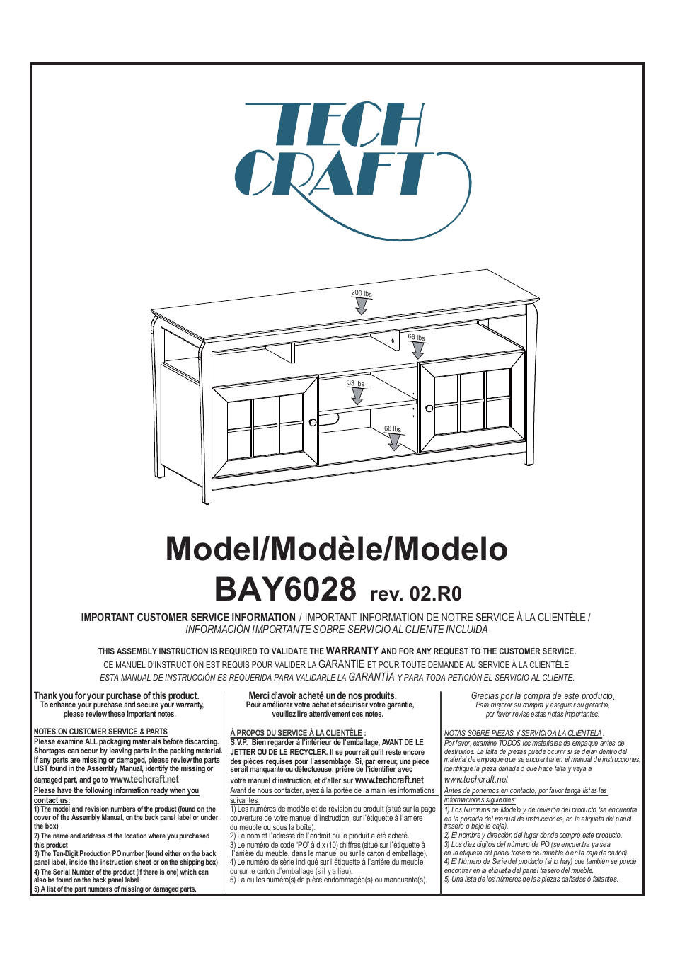 Tech Craft BAY6028 User Manual | 8 pages