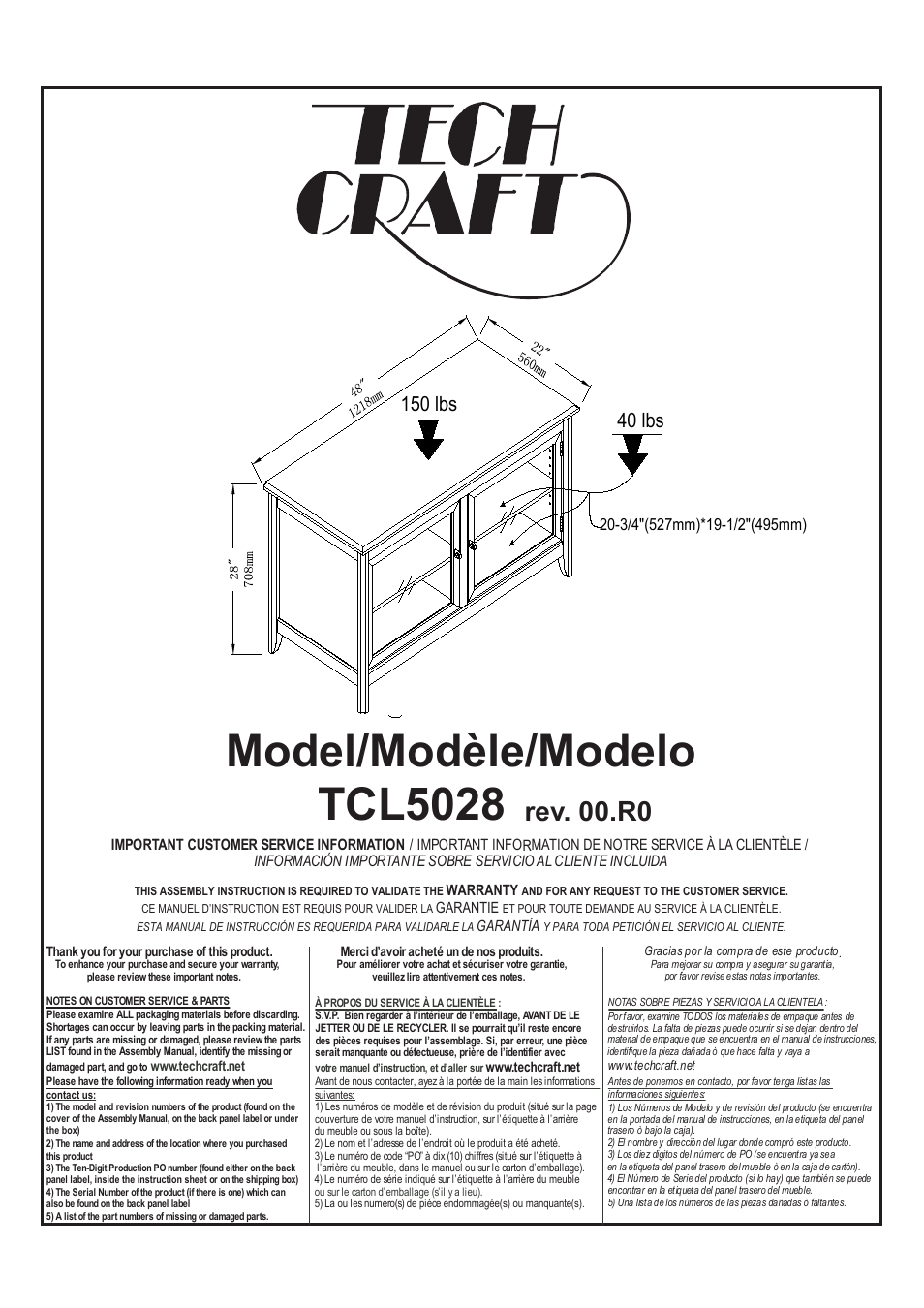 Tech Craft TCL5028 User Manual | 7 pages