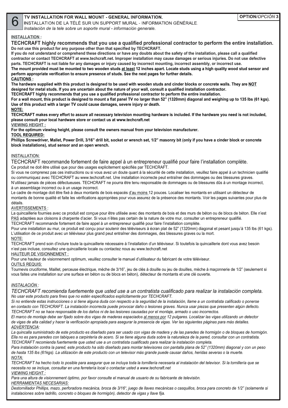 Tech Craft FLEX42W User Manual | Page 13 / 16