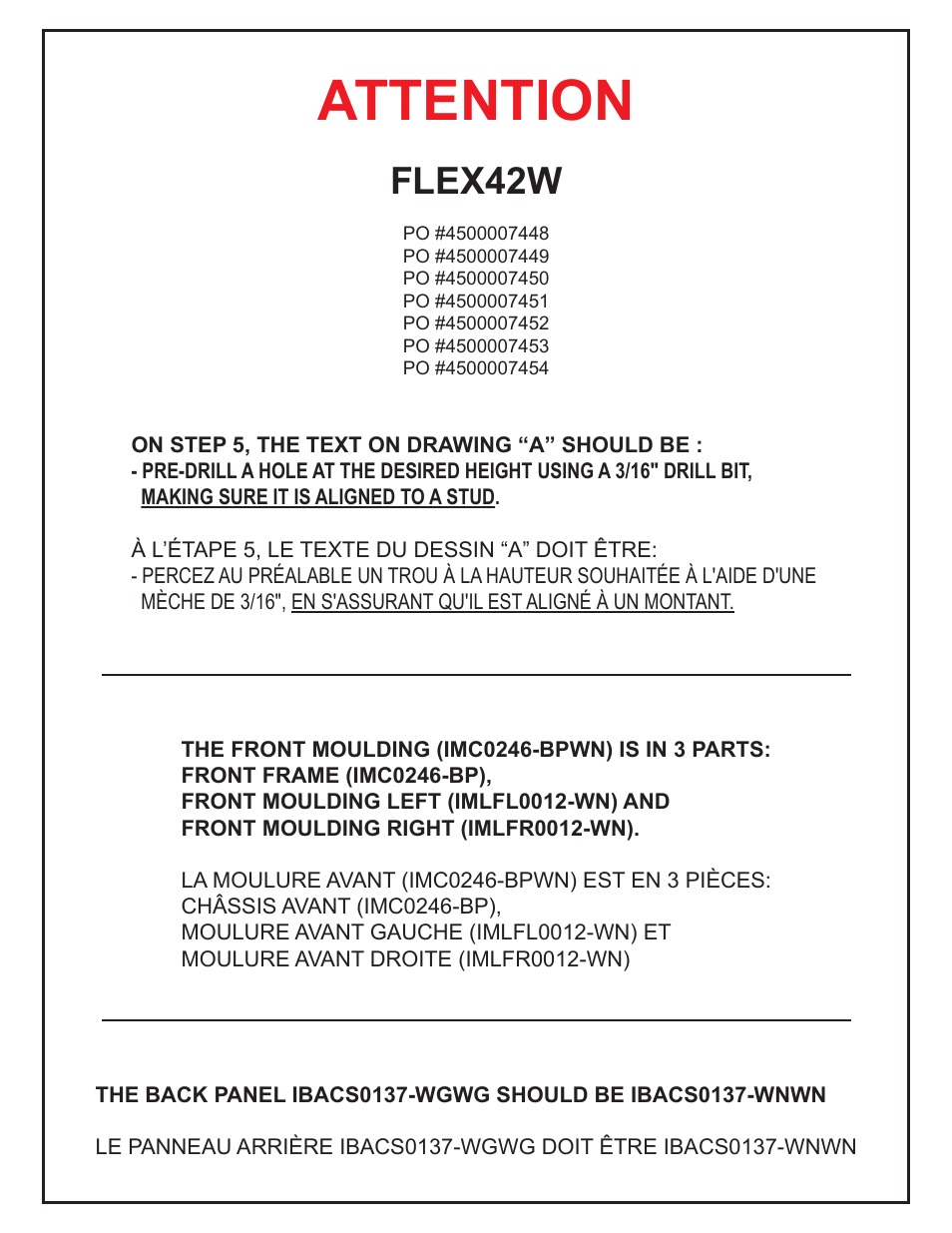 Attention, Flex42w | Tech Craft FLEX42W User Manual | Page 2 / 16