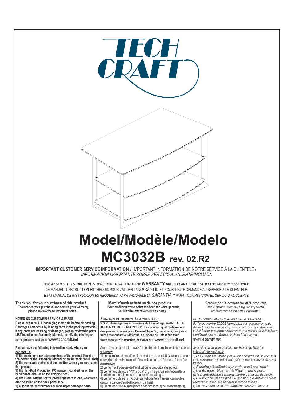 Tech Craft MC3032B User Manual | 5 pages