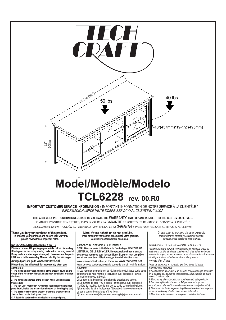 Tech Craft TCL6228 User Manual | 7 pages