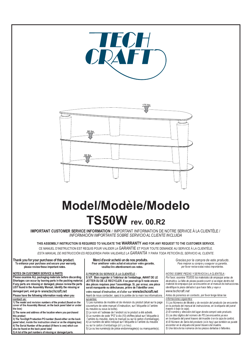 Tech Craft TS50W User Manual | 4 pages