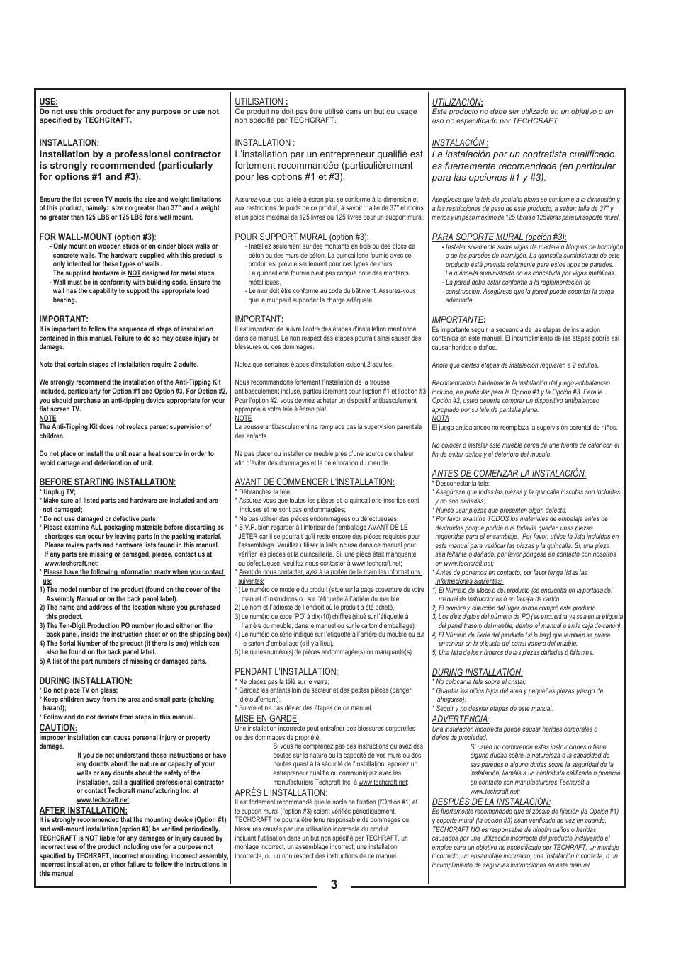 Tech Craft FLEX37WB User Manual | Page 3 / 27