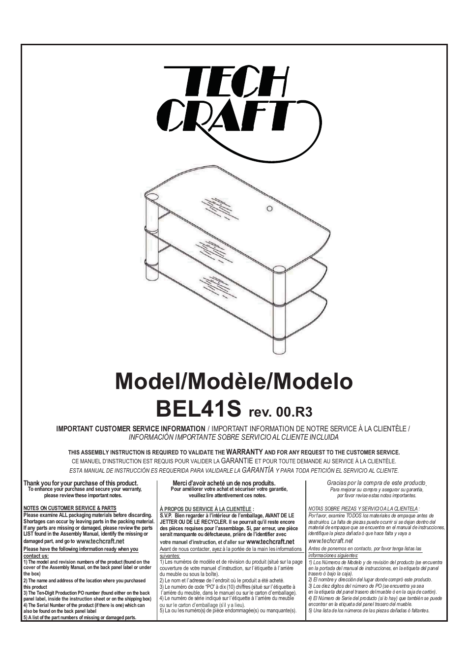 Tech Craft BEL41S User Manual | 7 pages
