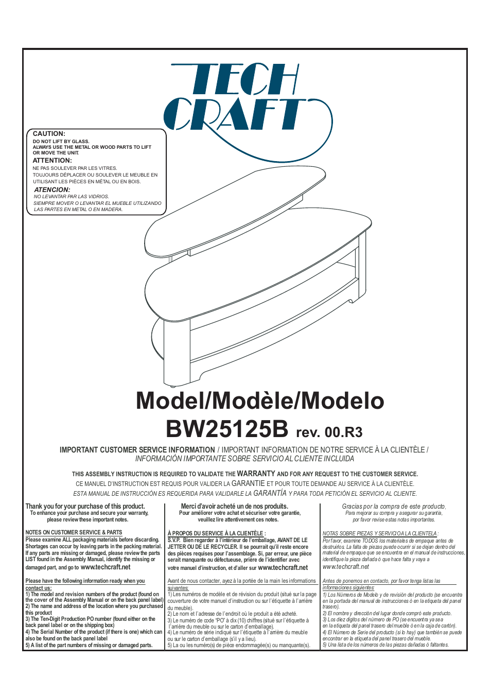 Tech Craft BW25125B User Manual | 5 pages