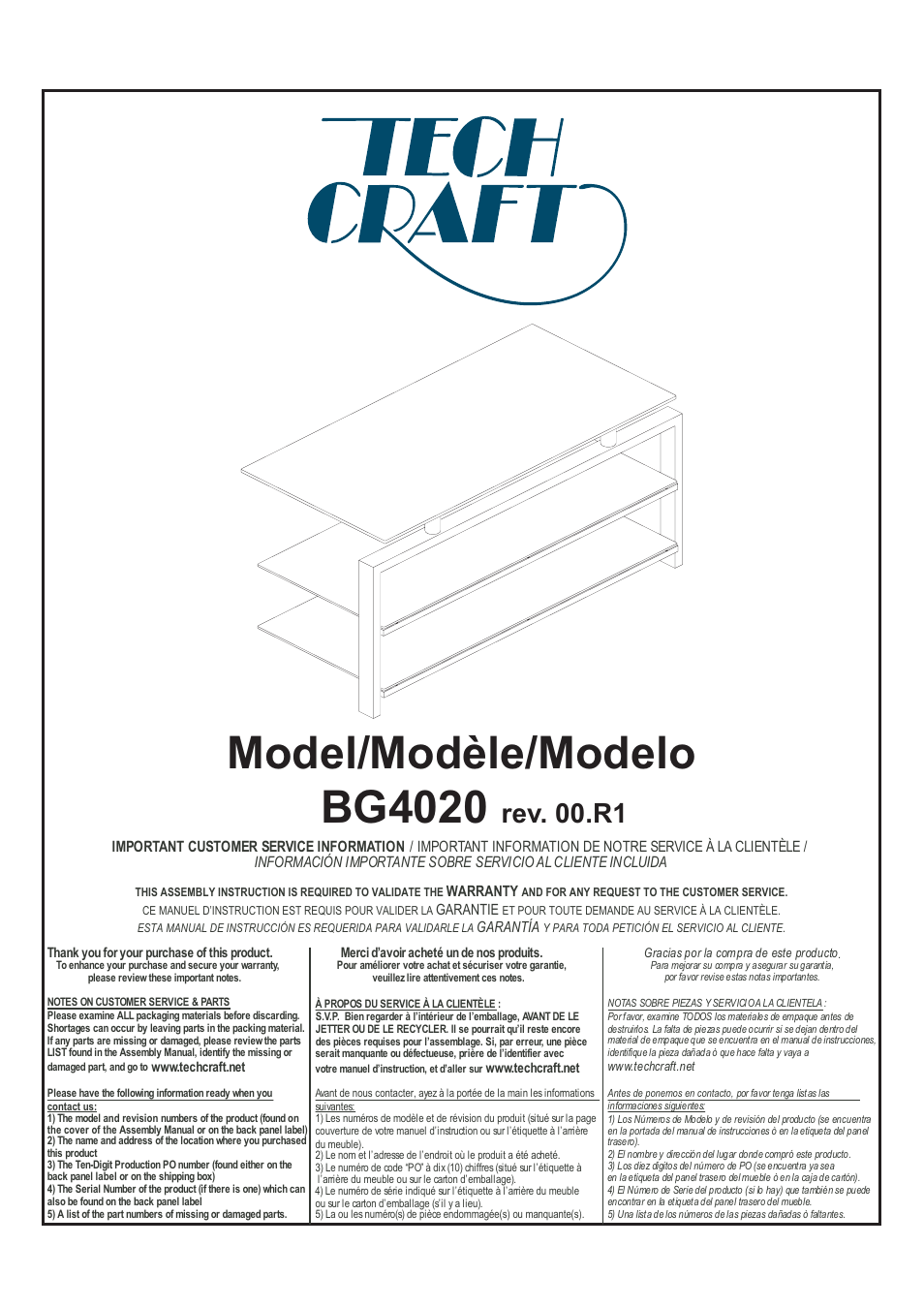 Tech Craft BG4020 User Manual | 4 pages
