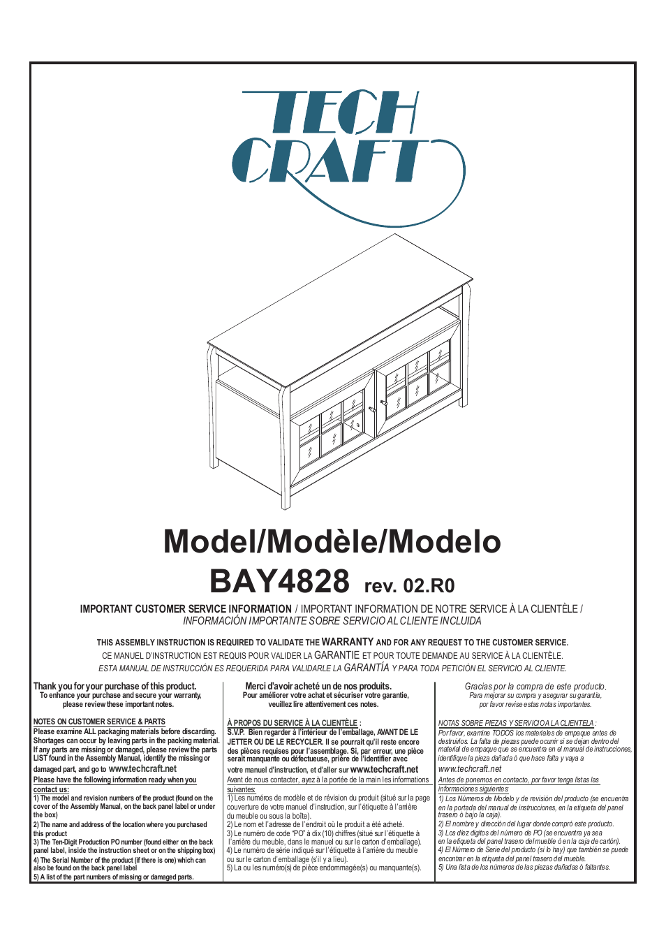 Tech Craft BAY4828 User Manual | 8 pages