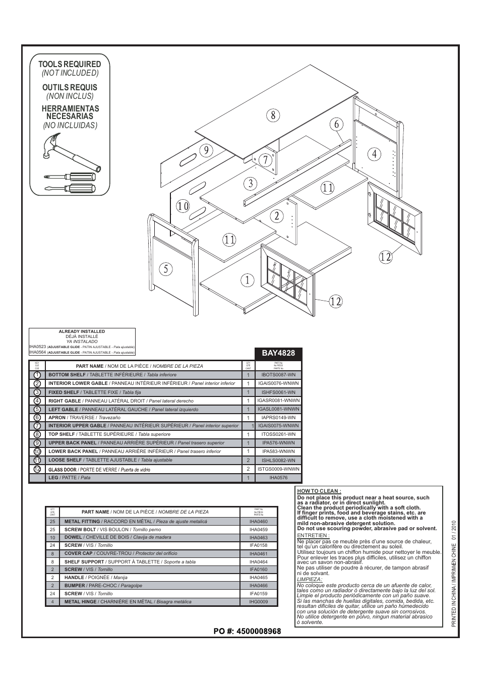 Tools required, Outils requis, Herramientas necesarias | Not included), Non inclus), No incluidas), Bay4828 | Tech Craft BAY4828 User Manual | Page 2 / 8