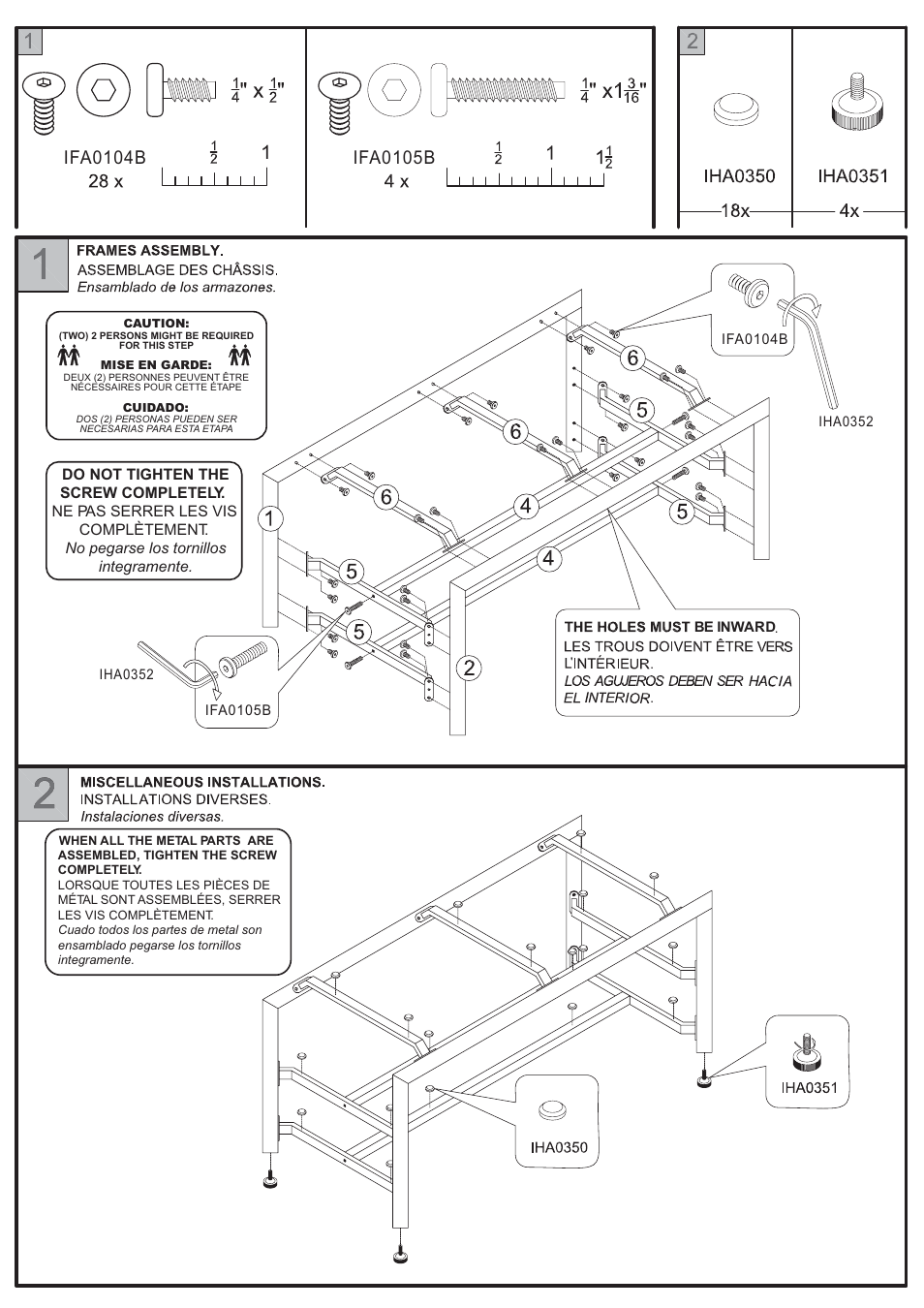 Iha0352, Caution: cuidado: mise en garde | Tech Craft HBL52 User Manual | Page 3 / 5