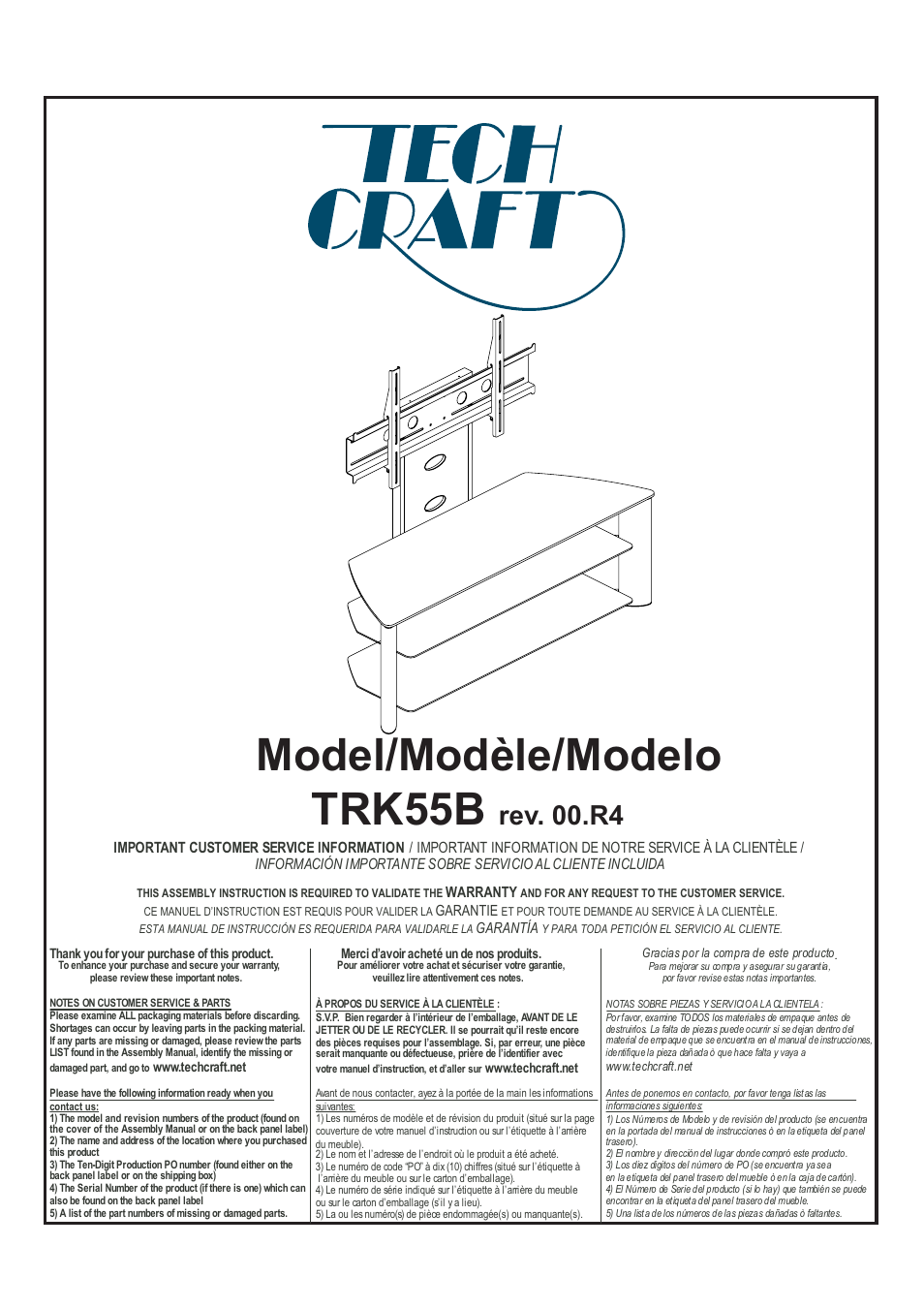 Tech Craft TRK55B User Manual | 7 pages