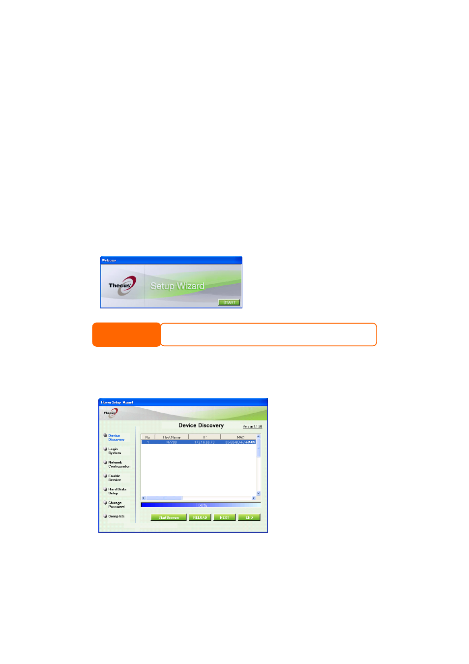 Chapter 3: first time setup, Overview, Thecus setup wizard | Select the n8800 that you like to configure | Thecus Technology N8800 User Manual | Page 15 / 120