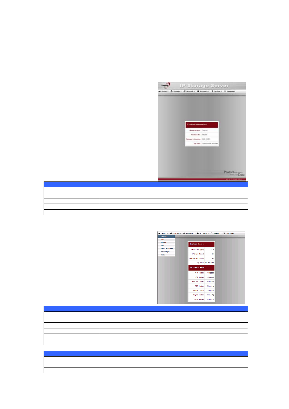 Status menu, Product information, System/service status | Thecus Technology N8800 User Manual | Page 23 / 120