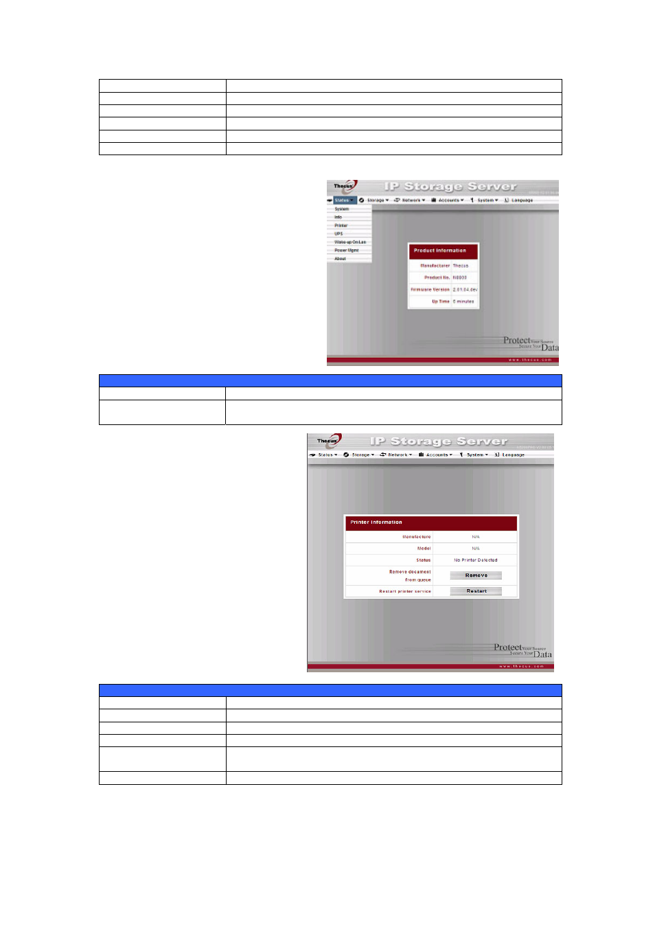 System information, Printer status | Thecus Technology N8800 User Manual | Page 24 / 120