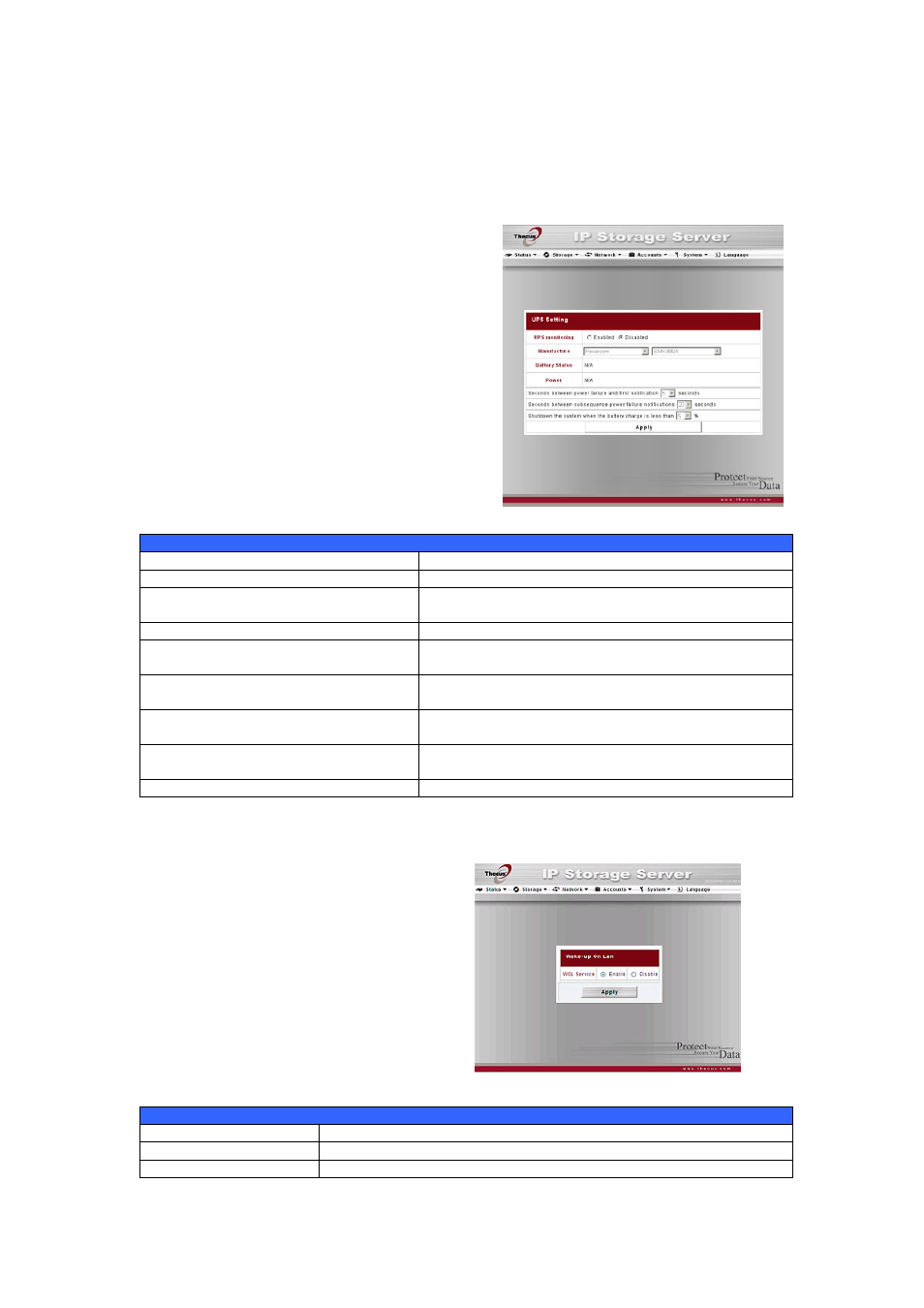 Ups settings, Wake-up on lan (wol) | Thecus Technology N8800 User Manual | Page 25 / 120