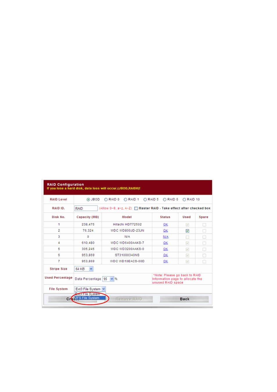 Click ok to create the iscsi volume, Stackable nas, Snapshot | Folder management | Thecus Technology N8800 User Manual | Page 35 / 120