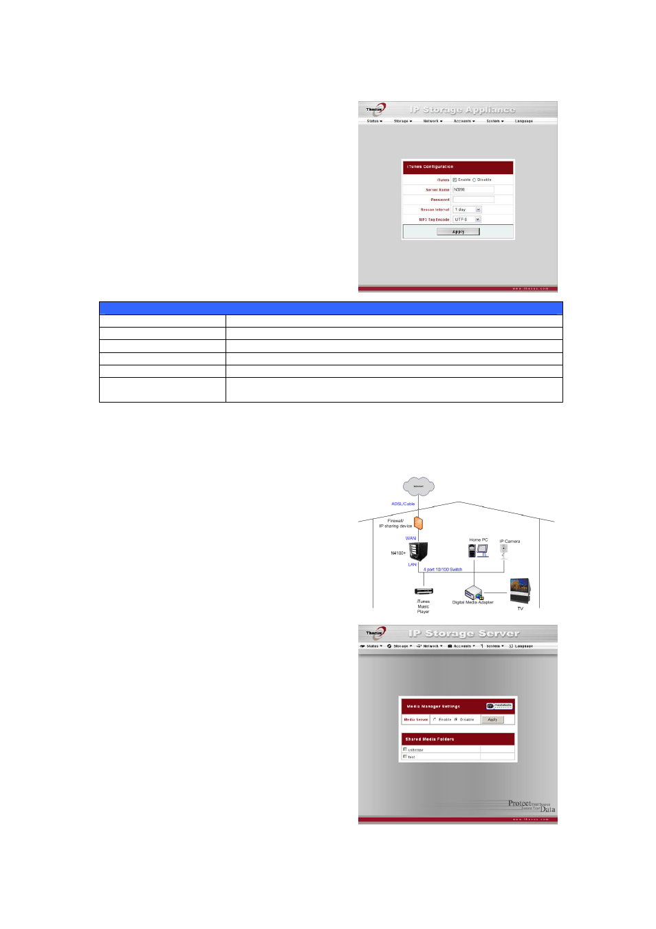 Itunes® server, Media server | Thecus Technology N8800 User Manual | Page 62 / 120