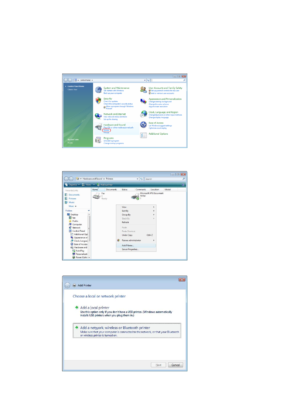 Windows vista, Open printer folder from the control panel | Thecus Technology N8800 User Manual | Page 65 / 120