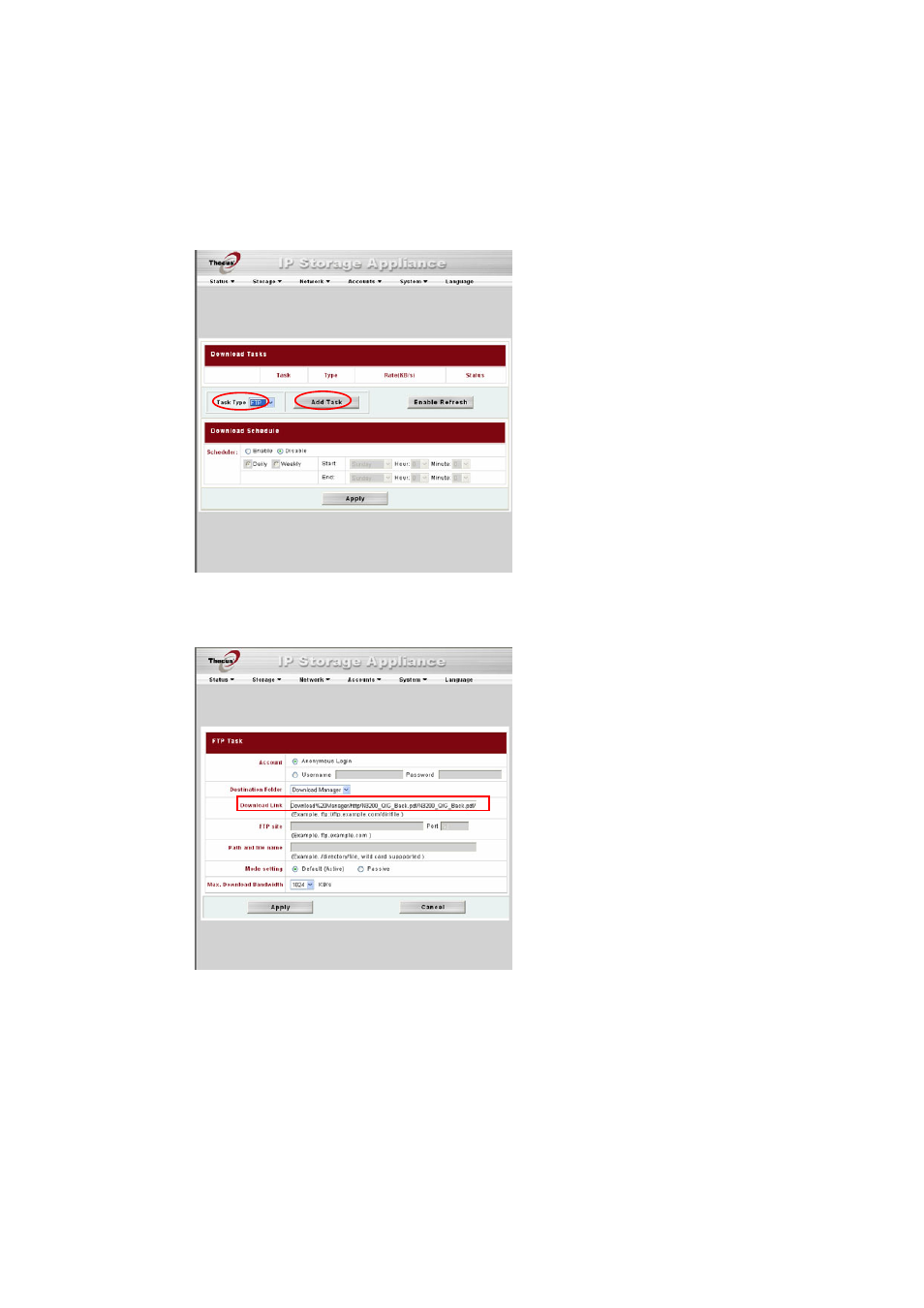 Adding an ftp task | Thecus Technology N8800 User Manual | Page 72 / 120